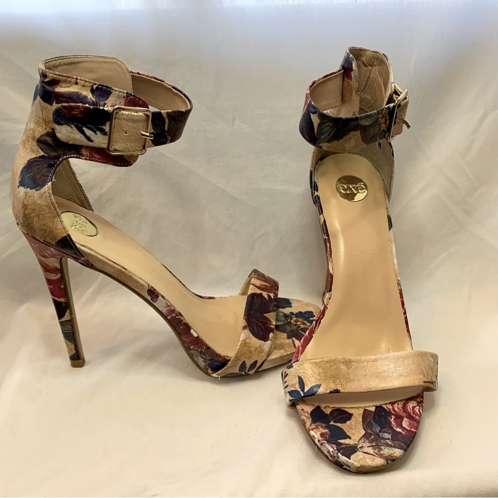 Exe Floral Open Toe High-Heel Sandals